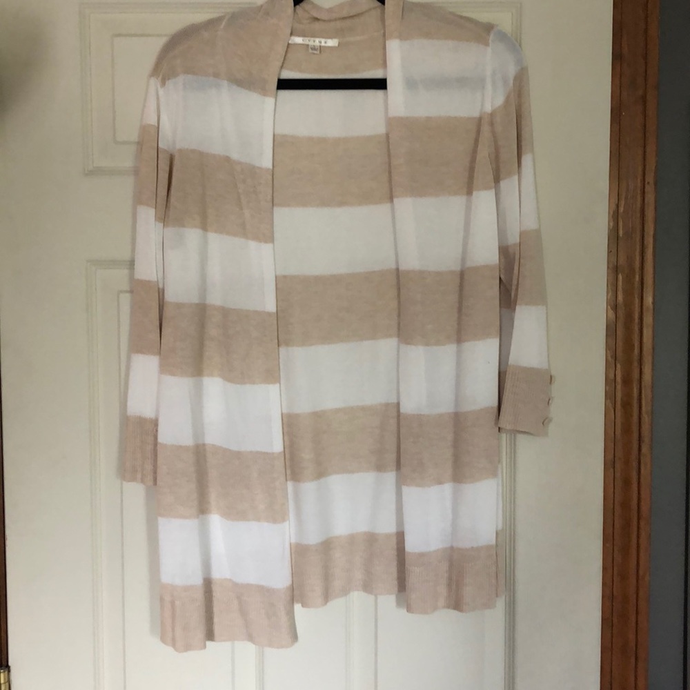 Lightweight 3/4 sleeve Striped Cardigan